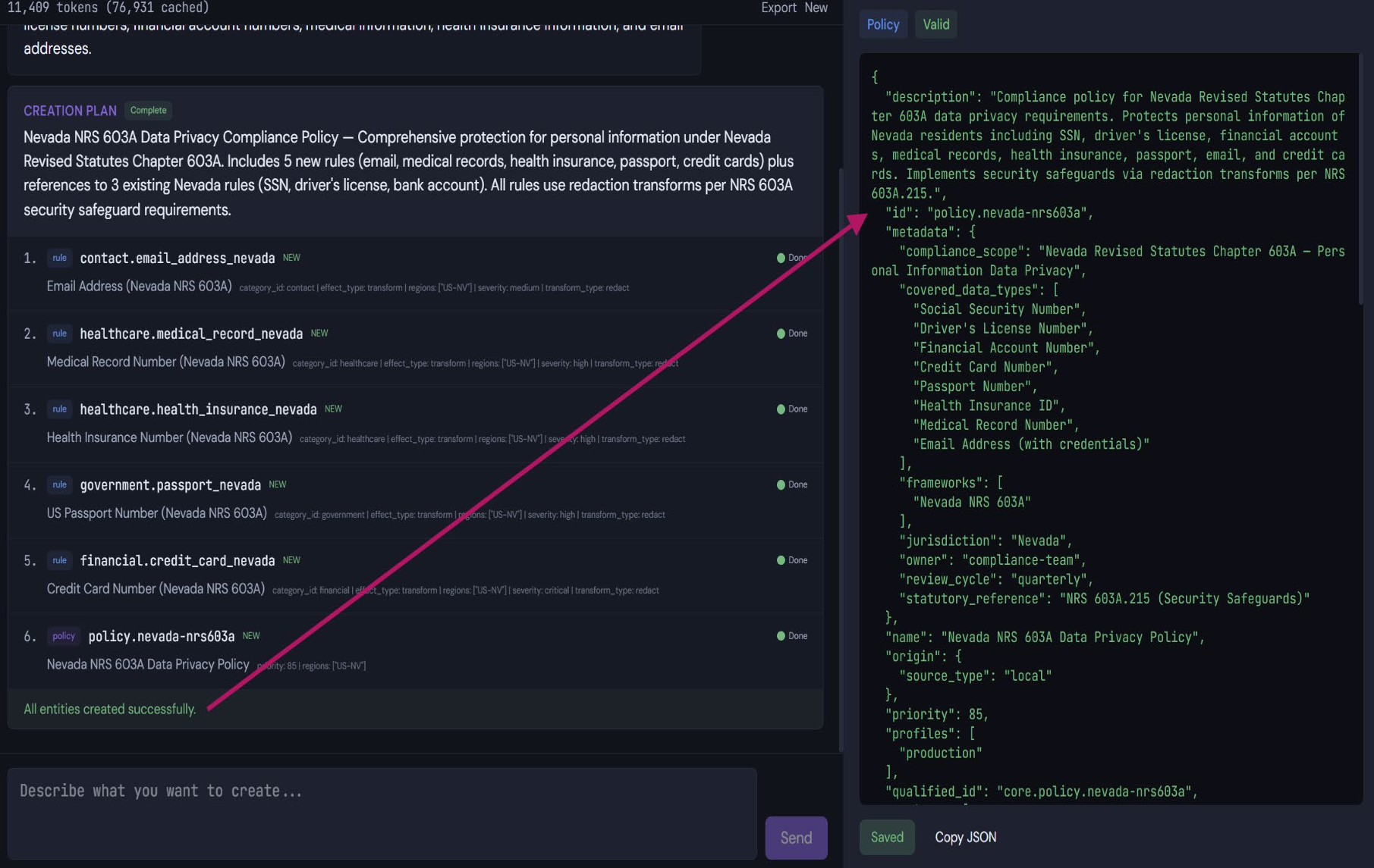 AI Builder — structured research output aligned to RuleSentry schema dimensions