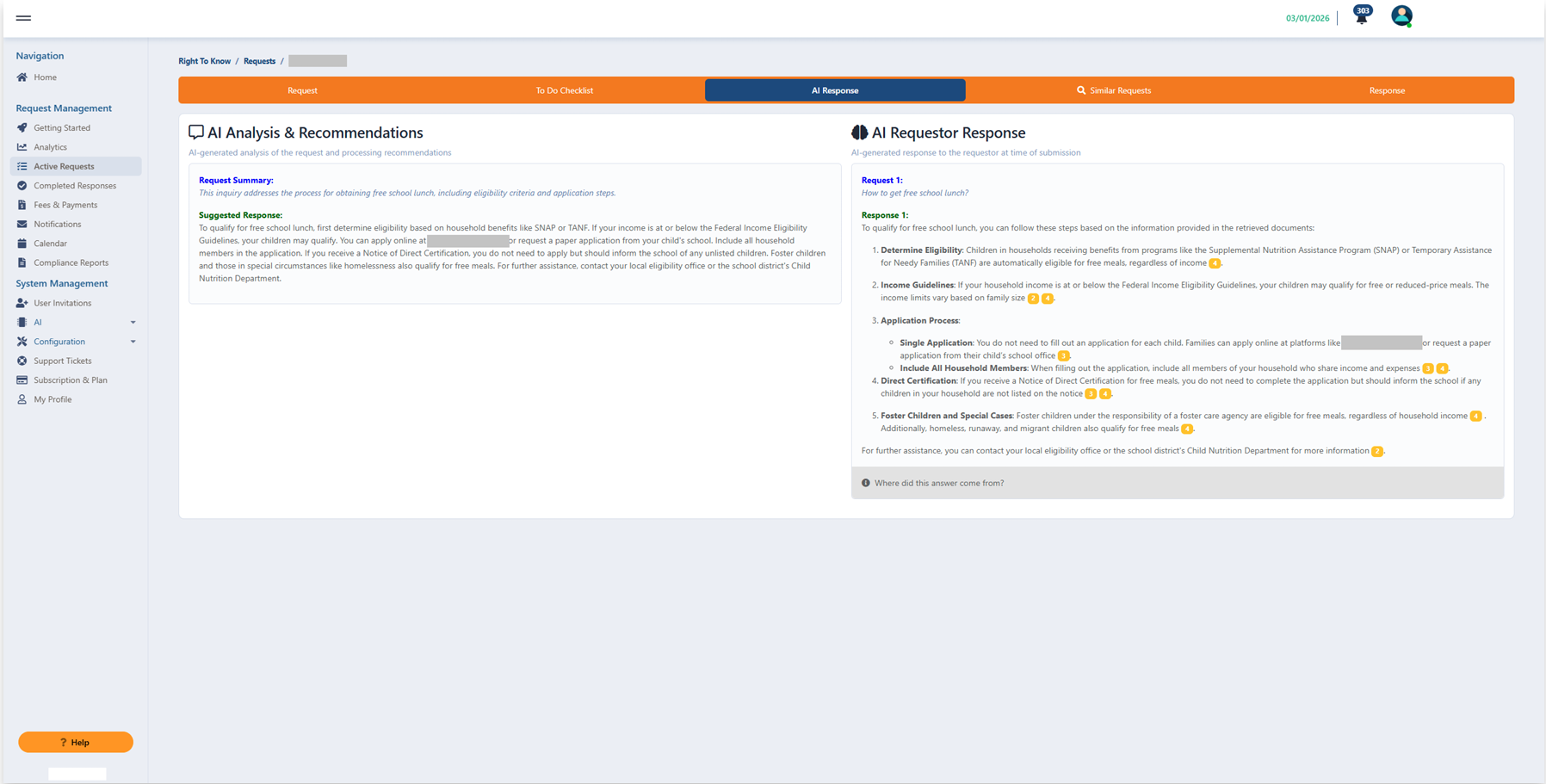 AI Analysis and Request Response