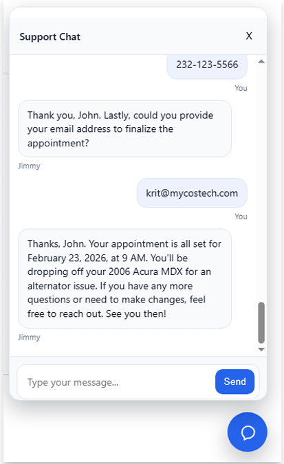 ChatBot booking appointment