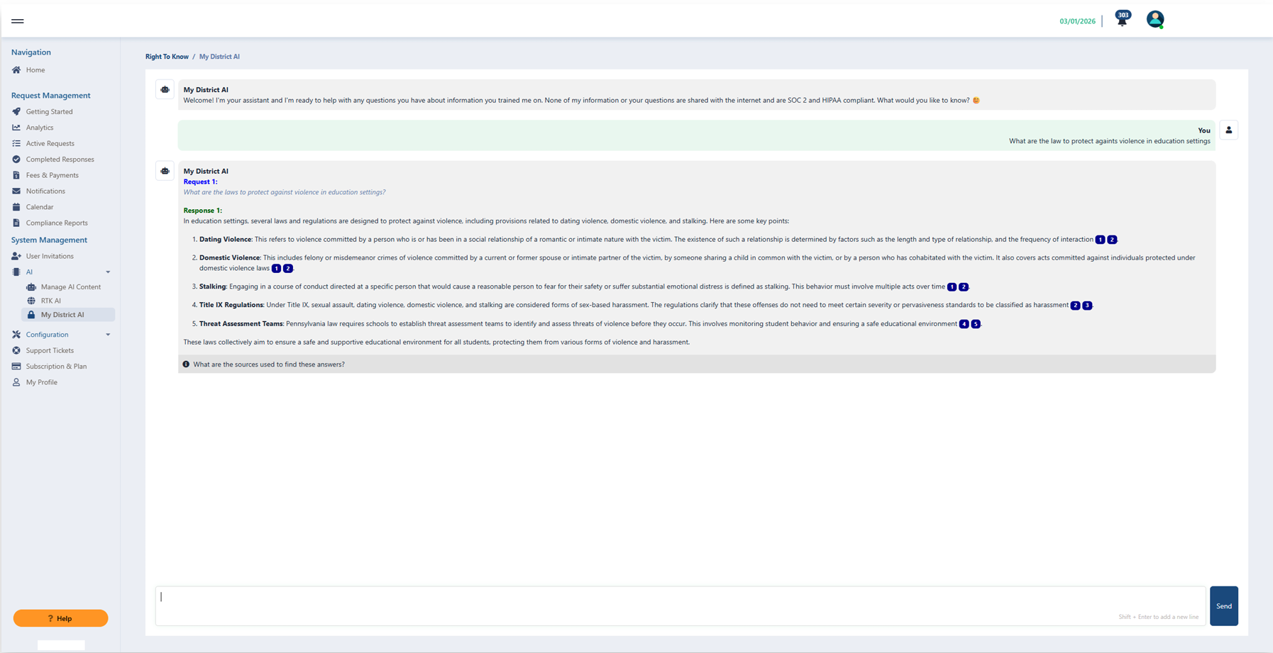 Public Records District AI chatbot