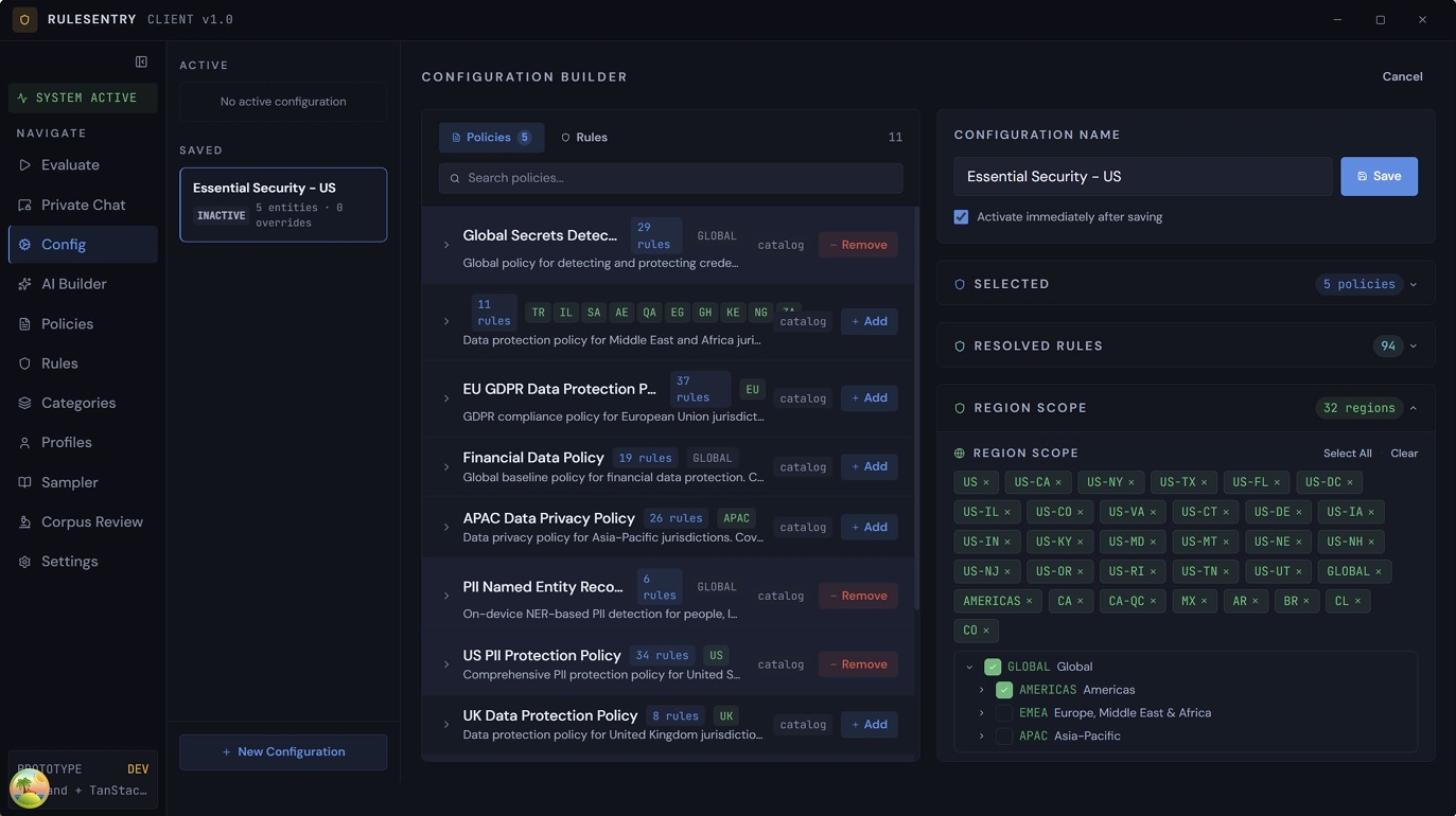 RuleSentry Policy and Rule Configuration