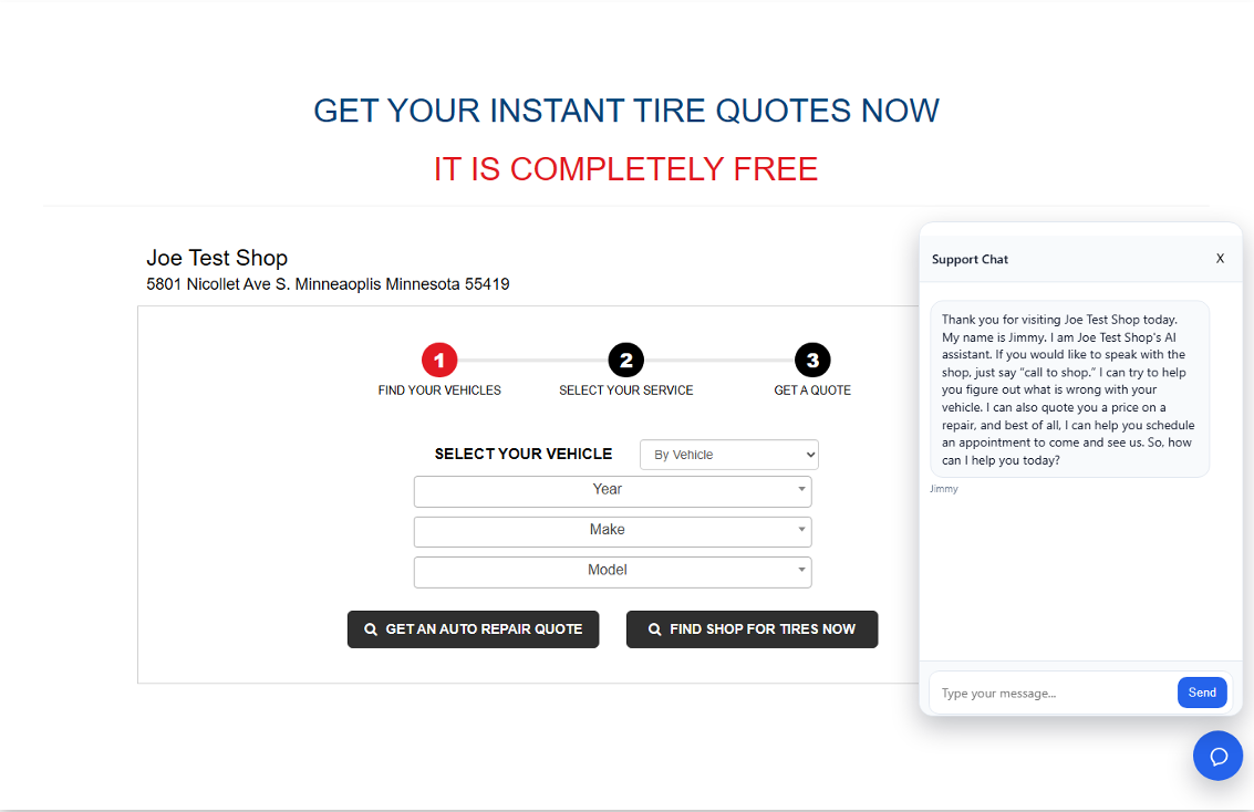 AI ChatBot live on shop website